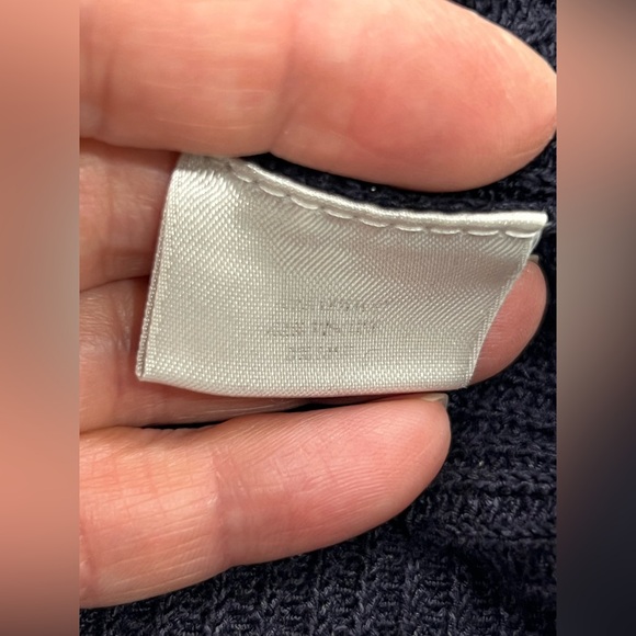 Eileen Fisher Sweater Large Navy Blue Pullover V Neck Rib Knit Casual - Picture 8 of 8